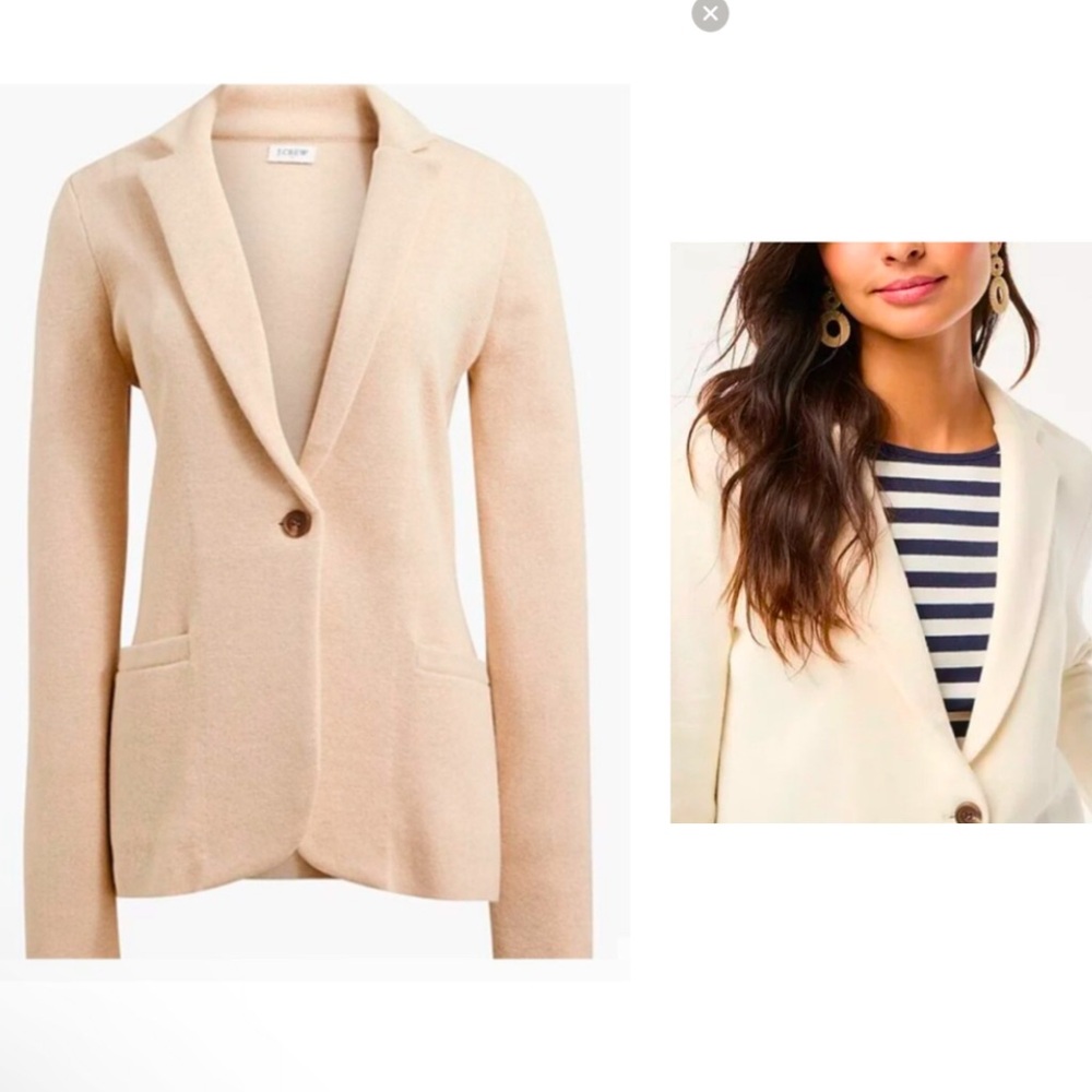 J. Crew 100% Cotton Schoolboy Sweater Blazer Ivory (Off-White) Petite XSP NWT